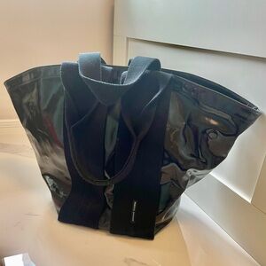 Rebecca Minkoff Black Patent Coated Canvas Tote Bag